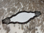 Bronc Noseband ~White Gator with Silver Spots and Purple Gems~ Sierra Shape