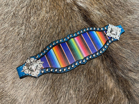 Bronc Noseband~ Serape with Silver Spots~Turquoise Leather