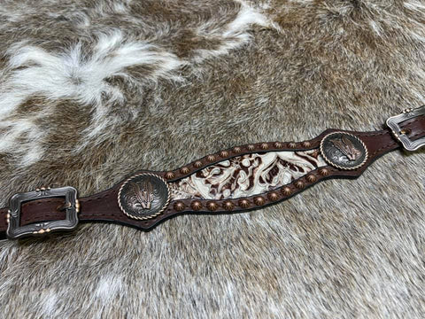 Wither Strap~ Dark Brown/Cream Floral~Diamond